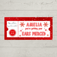 Surprise Ticket Print | Personalised Red Snowflake Ear Piercing Ticket Gift Voucher | Gift Idea