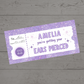 Surprise Ticket Print | Personalised Lilac Ear Piercing Ticket Gift Voucher | Gift Idea