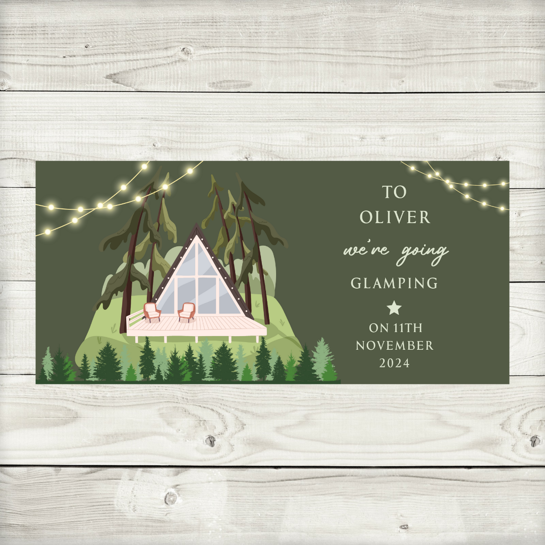 Surprise Ticket Print | Personalised Glamping Ticket Pass Voucher Membership | Gift Idea