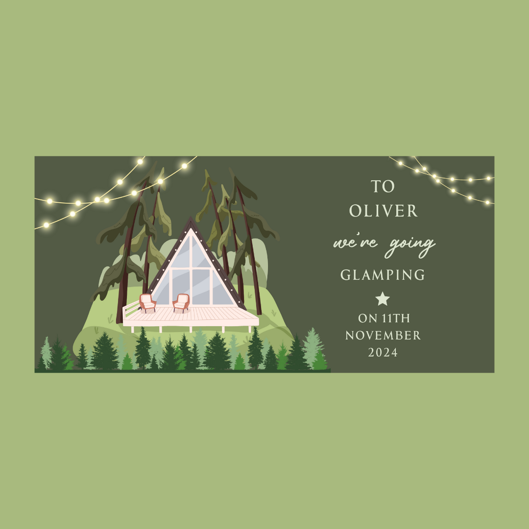Surprise Ticket Print | Personalised Glamping Ticket Pass Voucher Membership | Gift Idea
