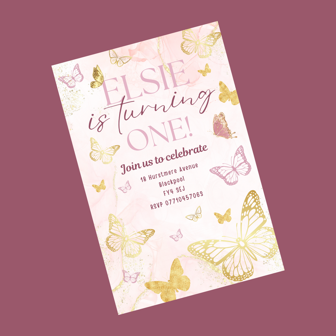 Butterfly Party Invitations | A6 Invites | Butterfly Theme Invitations | Party Invitations