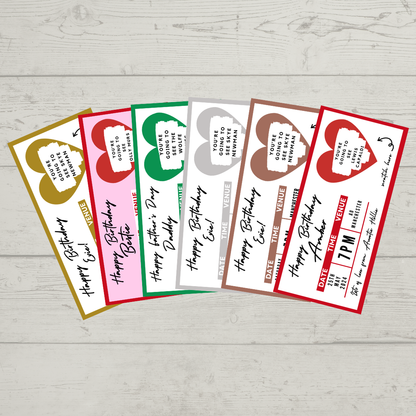 Surprise Concert Ticket Print | Personalised Gold Concert Ticket | Scratch Reveal | Gift Idea