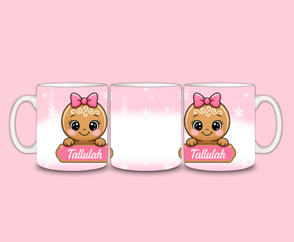 Christmas Mug | Personalised Pink Gingerbread Mug | Gift Idea