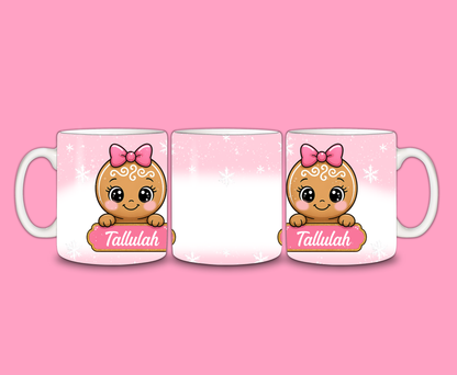 Christmas Mug | Personalised Pink Gingerbread Mug | Gift Idea