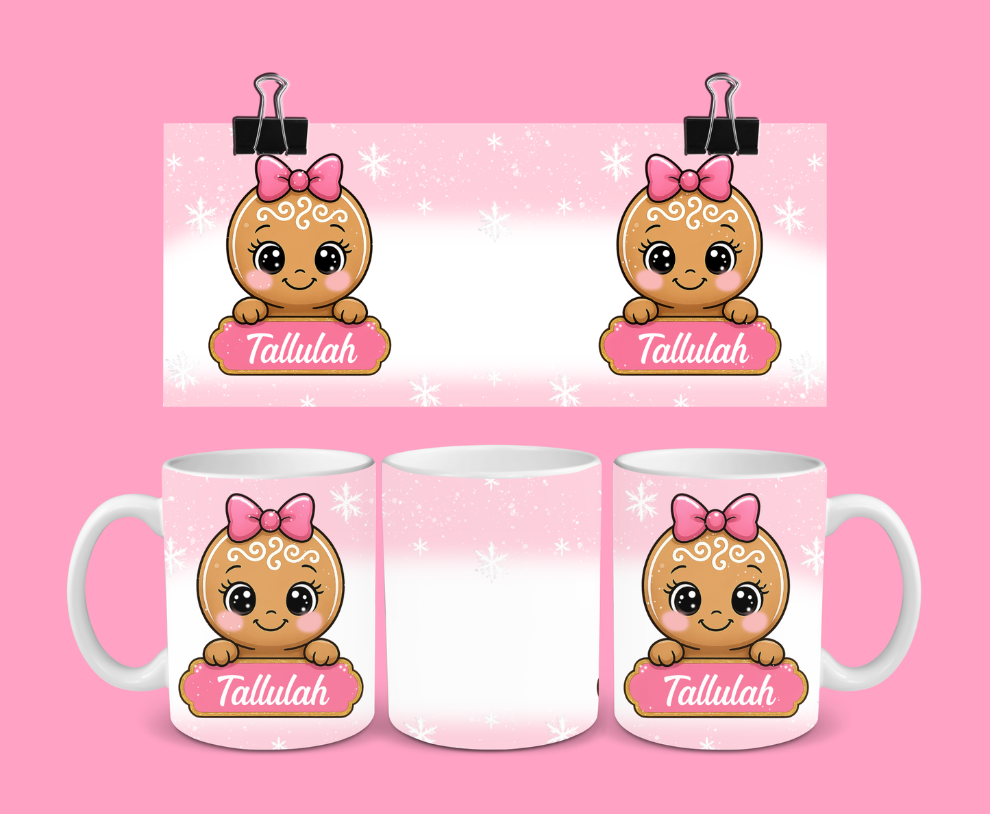 Christmas Mug | Personalised Pink Gingerbread Mug | Gift Idea