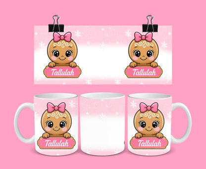 Christmas Mug | Personalised Pink Gingerbread Mug | Gift Idea