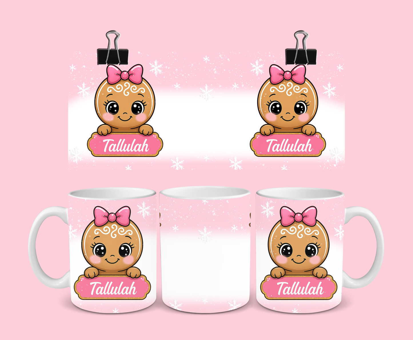 Christmas Mug | Personalised Pink Gingerbread Mug | Gift Idea