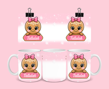 Christmas Mug | Personalised Pink Gingerbread Mug | Gift Idea