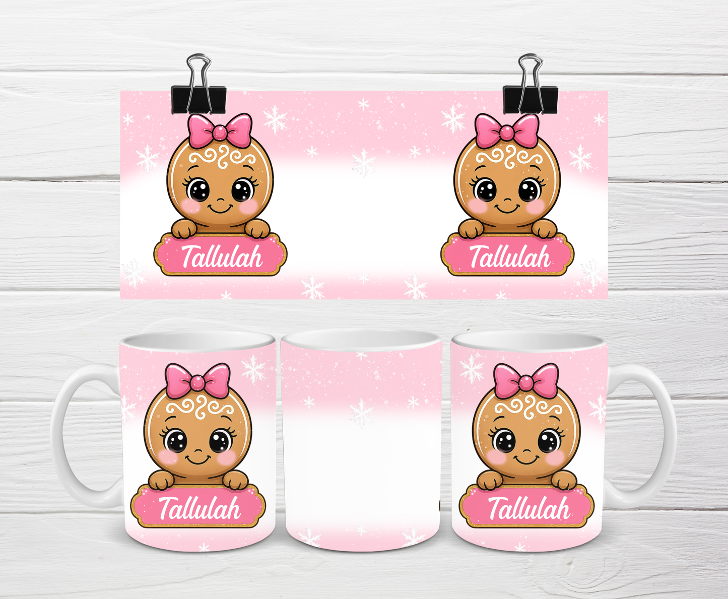 Christmas Mug | Personalised Pink Gingerbread Mug | Gift Idea