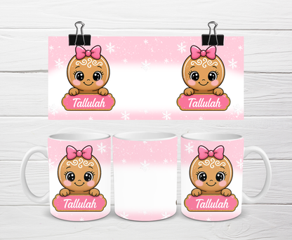 Christmas Mug | Personalised Pink Gingerbread Mug | Gift Idea