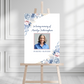 Funeral Service Entrance Board Sign | Personalised Photo Funeral Board | Pink Blue Floral Funeral Wake Sign | A4, A3, A2