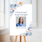 Funeral Service Entrance Board Sign | Personalised Photo Funeral Board | Pink Blue Floral Funeral Wake Sign | A4, A3, A2