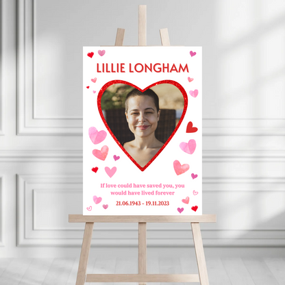 Funeral Service Entrance Board Sign | Personalised Photo Funeral Board | Heart Quote Funeral Wake Sign | A4, A3, A2