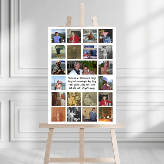 Funeral Service Entrance Board Sign | Personalised Photo Collage Funeral Board | Quote Funeral Wake Sign | A4, A3, A2