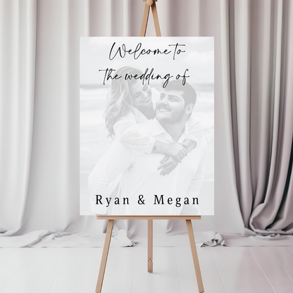 Wedding Day Black & White Photo Welcome Entrance Board Sign | Personalised Wedding Event Board Sign | A4, A3, A2