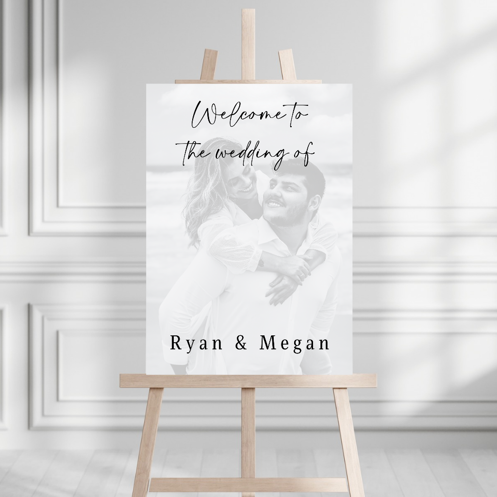 Wedding Day Black & White Photo Welcome Entrance Board Sign | Personalised Wedding Event Board Sign | A4, A3, A2