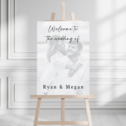 Wedding Day Black & White Photo Welcome Entrance Board Sign | Personalised Wedding Event Board Sign | A4, A3, A2