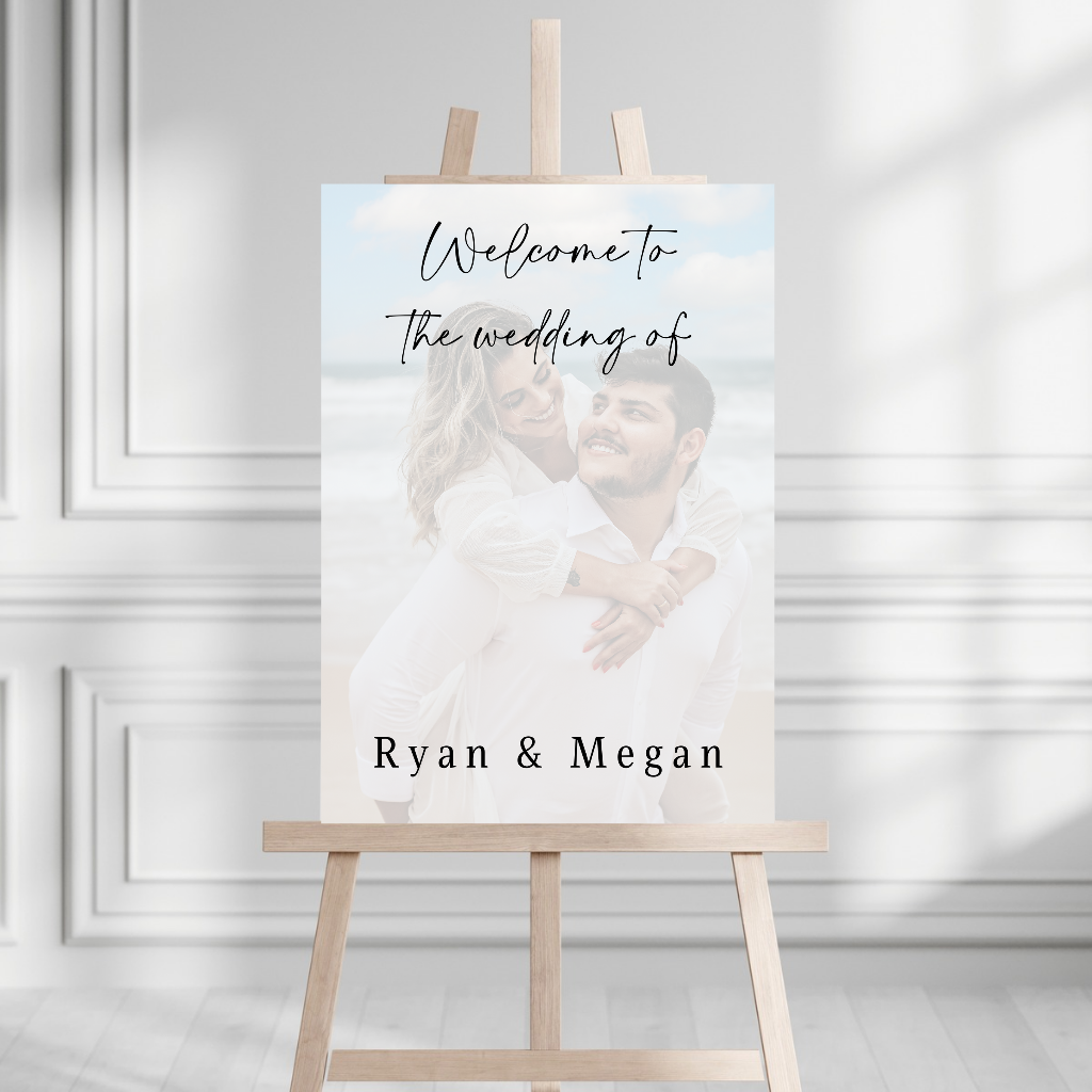 Wedding Day Colour Photo Welcome Entrance Board Sign | Personalised Wedding Event Board Sign | A4, A3, A2