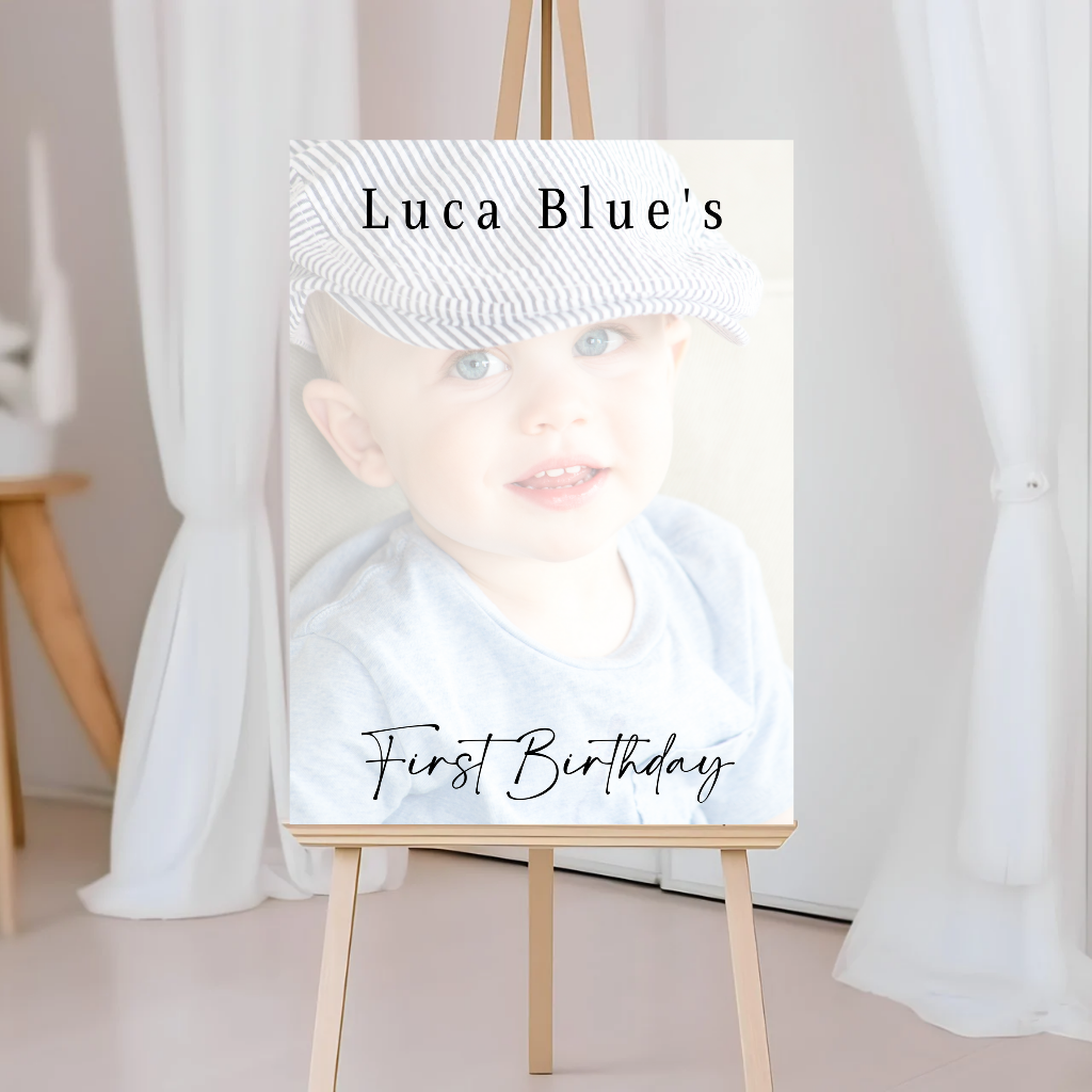 Colour Photo Board | First Birthday Welcome Board Sign | Personalised Party Board | A4, A3, A2