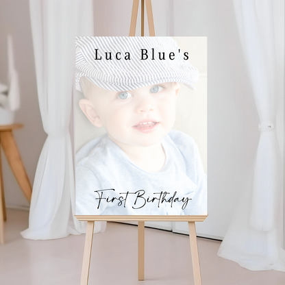 Colour Photo Board | First Birthday Welcome Board Sign | Personalised Party Board | A4, A3, A2