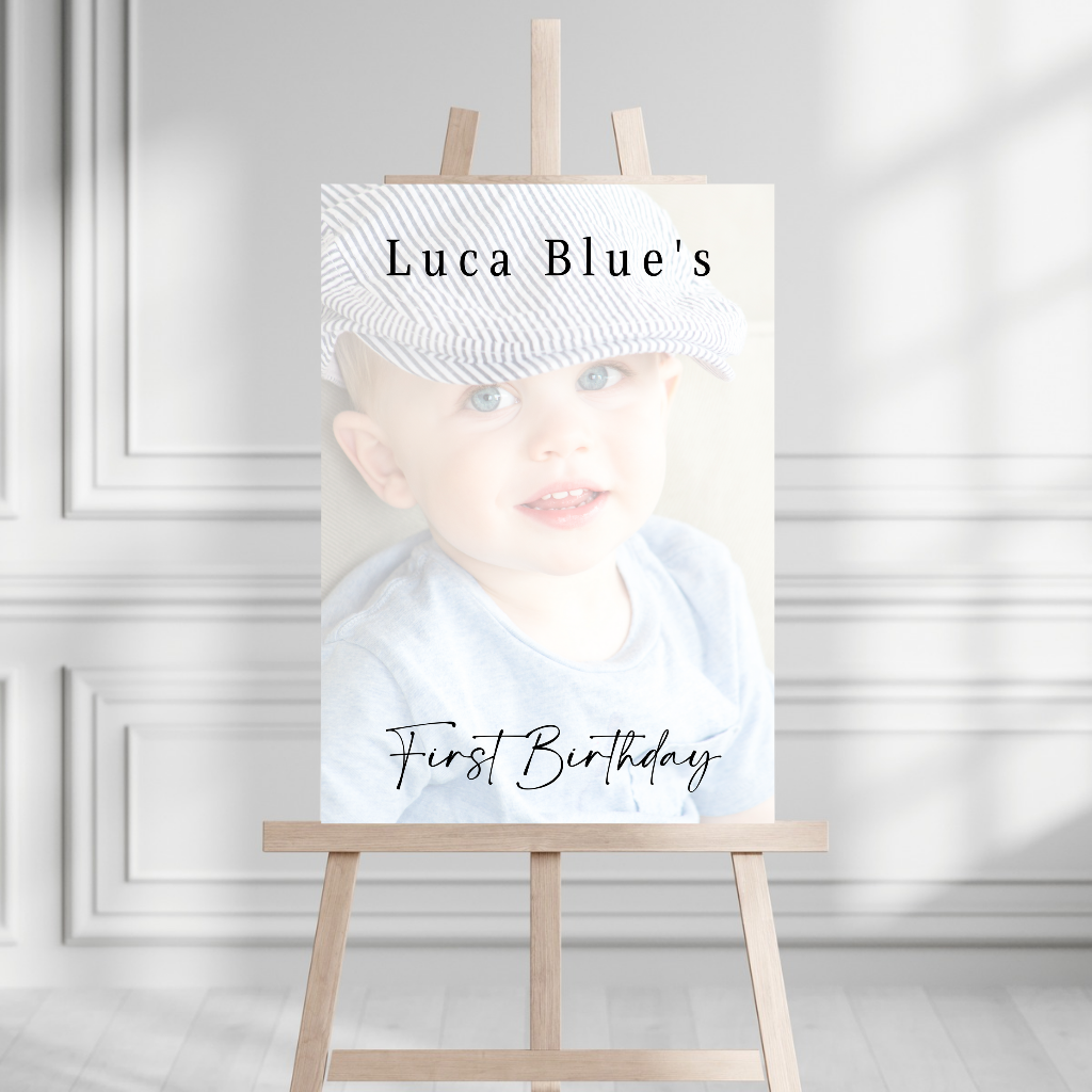 Colour Photo Board | First Birthday Welcome Board Sign | Personalised Party Board | A4, A3, A2