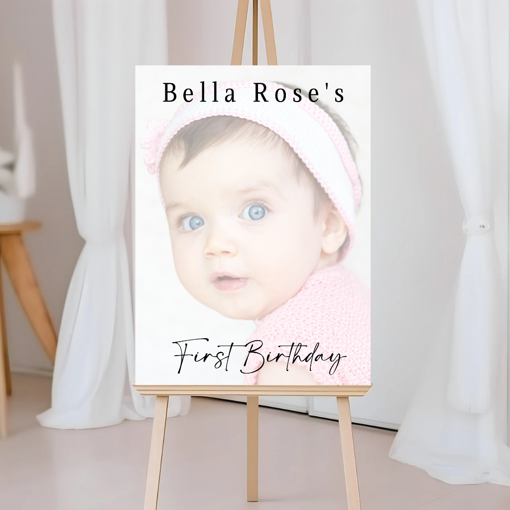 Colour Photo Board | First Birthday Welcome Board Sign | Personalised Party Board | A4, A3, A2