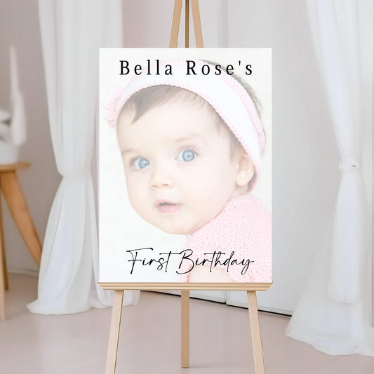 Colour Photo Board | First Birthday Welcome Board Sign | Personalised Party Board | A4, A3, A2