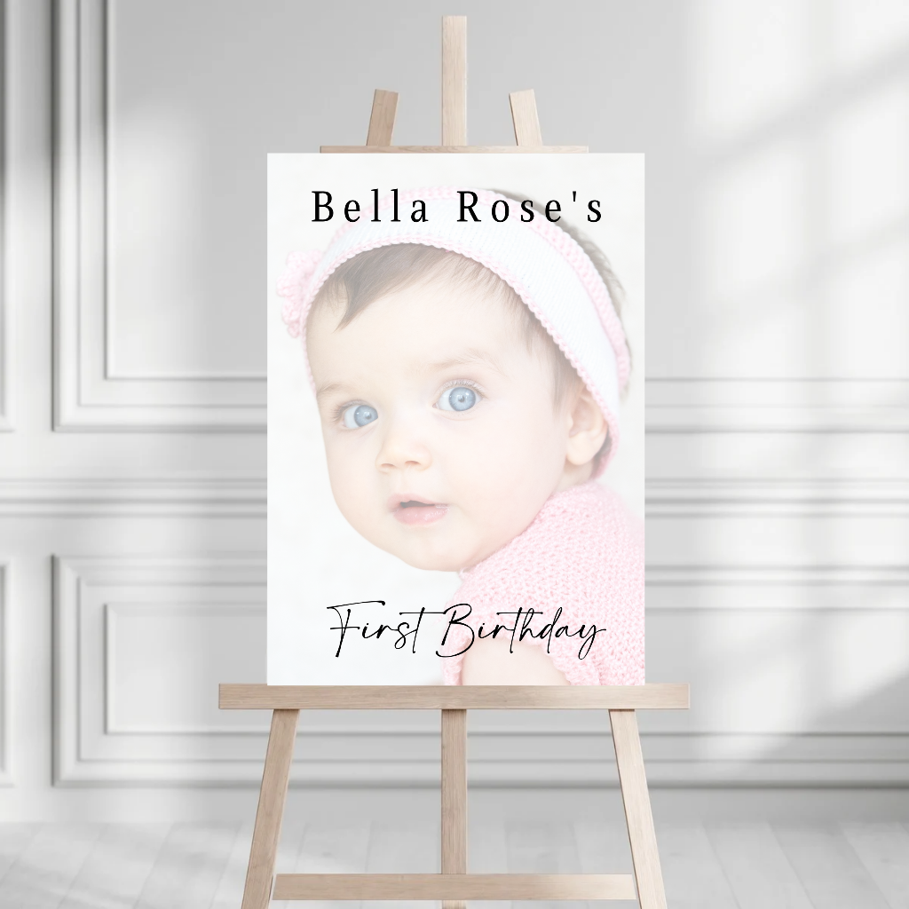 Colour Photo Board | First Birthday Welcome Board Sign | Personalised Party Board | A4, A3, A2