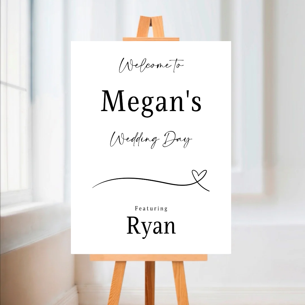 Black & White Minimalistic Welcome Wedding Board Sign | Personalised Wedding Day Board | Wedding Party Sign | A4, A3, A2