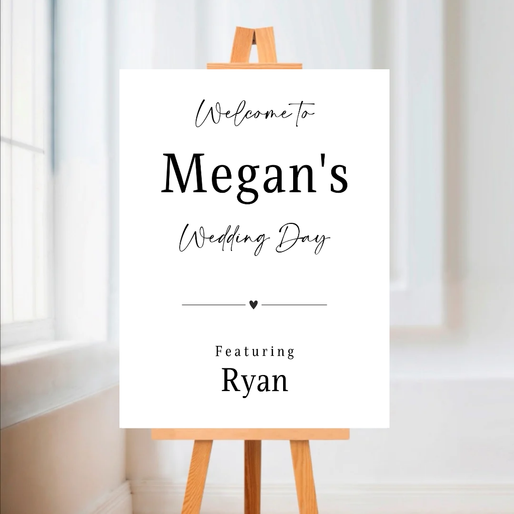 Black & White Minimalistic Welcome Wedding Board Sign | Personalised Wedding Day Board | Wedding Party Sign | A4, A3, A2