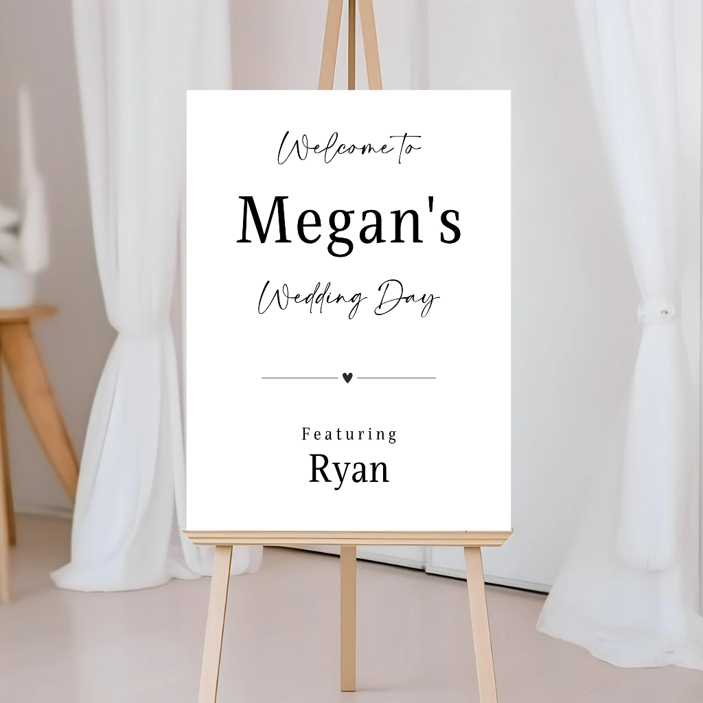 Black & White Minimalistic Welcome Wedding Board Sign | Personalised Wedding Day Board | Wedding Party Sign | A4, A3, A2