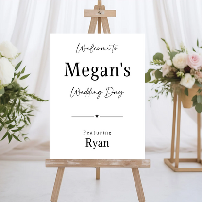 Black & White Minimalistic Welcome Wedding Board Sign | Personalised Wedding Day Board | Wedding Party Sign | A4, A3, A2