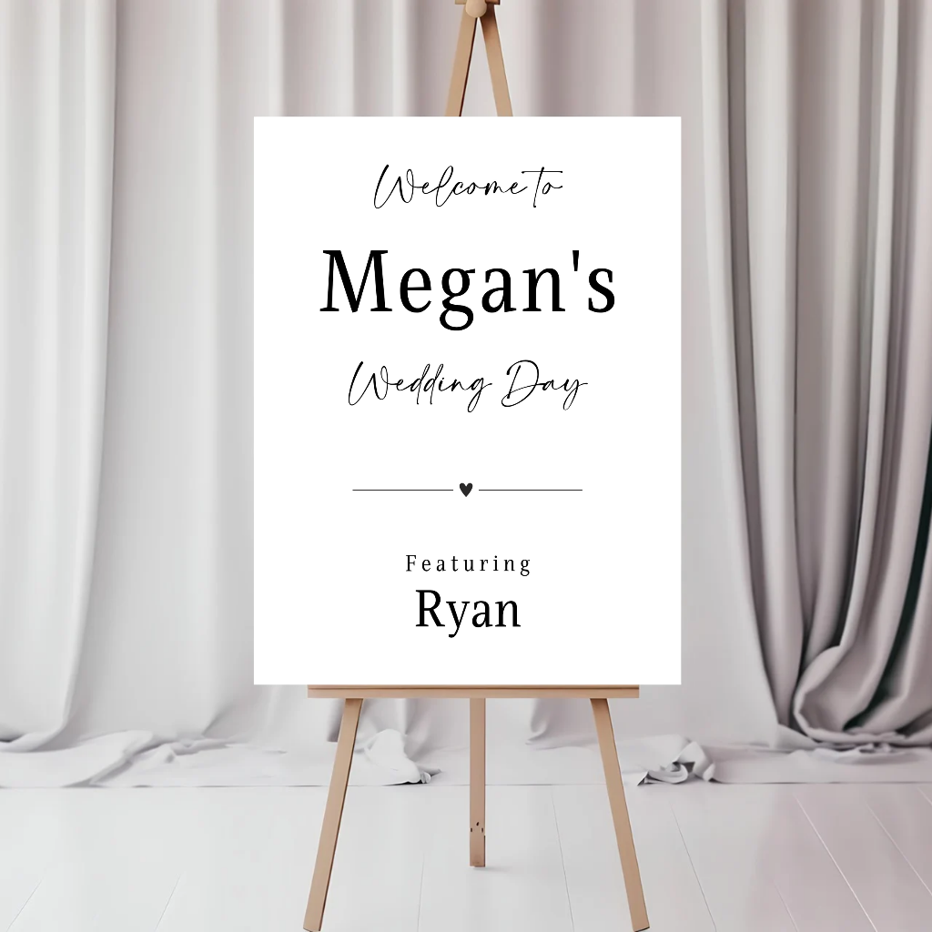 Black & White Minimalistic Welcome Wedding Board Sign | Personalised Wedding Day Board | Wedding Party Sign | A4, A3, A2