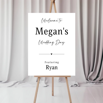 Black & White Minimalistic Welcome Wedding Board Sign | Personalised Wedding Day Board | Wedding Party Sign | A4, A3, A2
