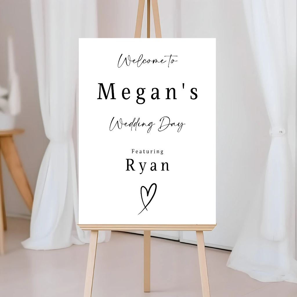 Black & White Minimalistic Welcome Wedding Board Sign | Personalised Wedding Day Board | Wedding Party Sign | A4, A3, A2