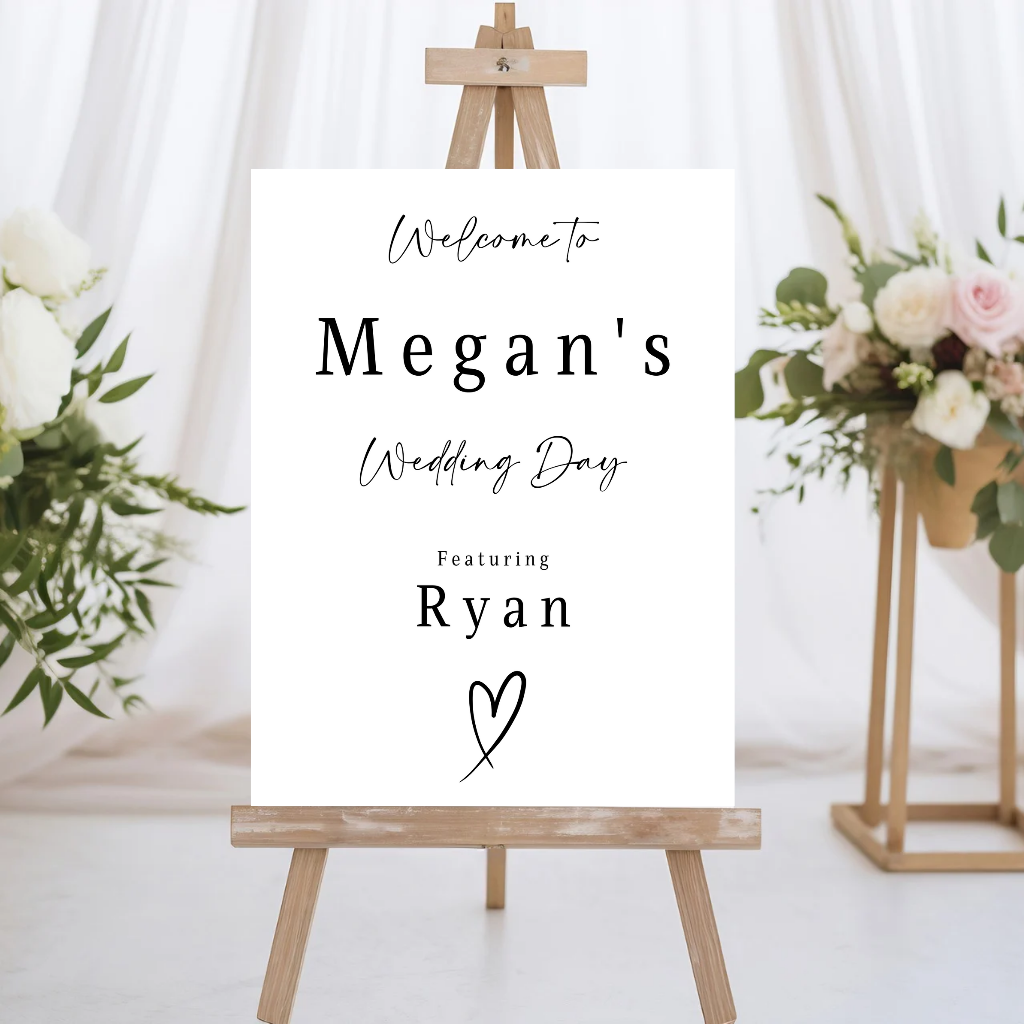 Black & White Minimalistic Welcome Wedding Board Sign | Personalised Wedding Day Board | Wedding Party Sign | A4, A3, A2