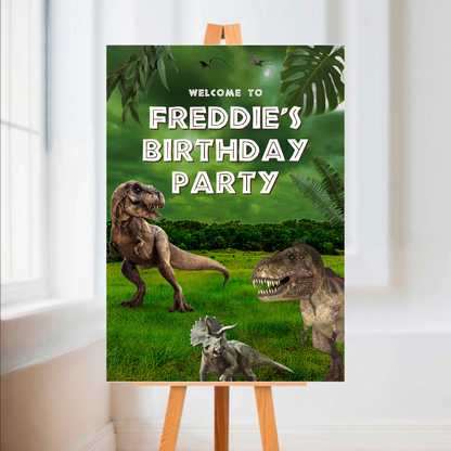 Dinosaur Welcome Board Sign | Personalised Birthday Board | Birthday Party Sign | A4, A3, A2 (Design 5)