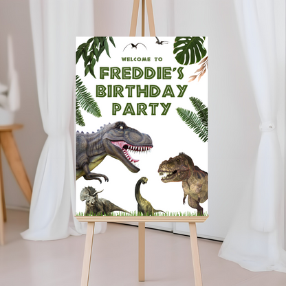 Dinosaur Welcome Board Sign | Personalised Birthday Board | Birthday Party Sign | A4, A3, A2 (Design 2)