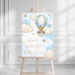 Blue Bear Hot Air Balloon Welcome Board Sign | Personalised Baby Shower, Birthday Party Board | Party Sign | A4, A3, A2