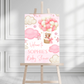 Pink Teddy Bear Hot Air Balloon Welcome Board Sign | Personalised Baby Shower, Birthday Party Board | Party Sign | A4, A3, A2