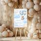 Blue Teddy Bear Hot Air Balloon Welcome Board Sign | Personalised Baby Shower, Birthday Party Board | Party Sign | A4, A3, A2