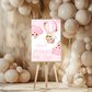Pink Floral Safari Animal Hot Air Balloon Welcome Board Sign | Personalised Baby Shower, Birthday Party Board | Party Sign | A4, A3, A2