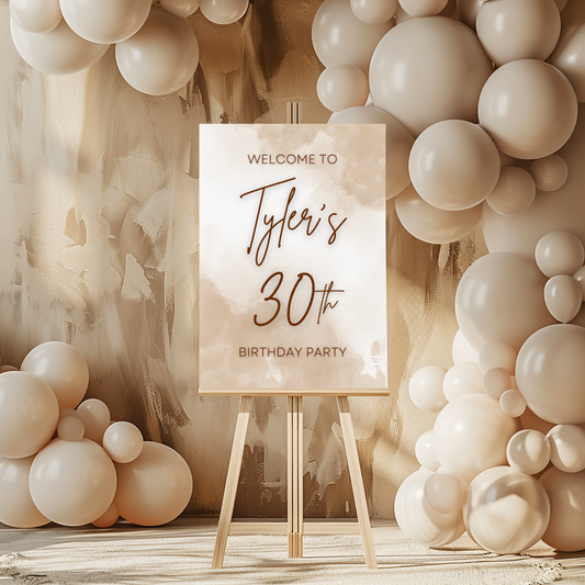 Nude/Beige Welcome Board Sign | Personalised Birthday Board | Birthday Party Sign | A4, A3, A2