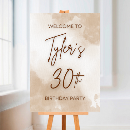 Nude/Beige Welcome Board Sign | Personalised Birthday Board | Birthday Party Sign | A4, A3, A2