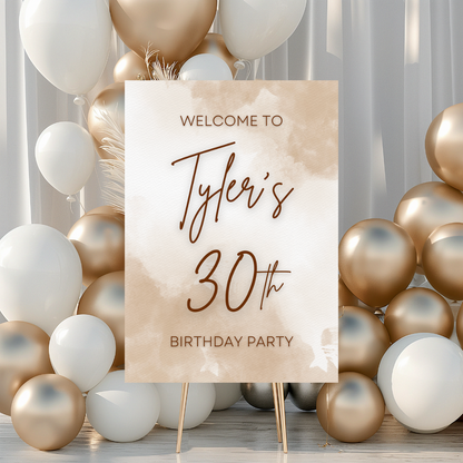 Nude/Beige Welcome Board Sign | Personalised Birthday Board | Birthday Party Sign | A4, A3, A2