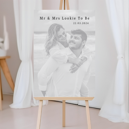 Wedding Day/Engagement Black & White Photo Welcome Entrance Board Sign | Personalised Wedding Engagement Event Board Sign | A4, A3, A2