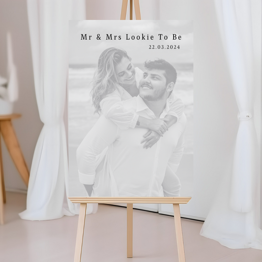 Wedding Day/Engagement Black & White Photo Welcome Entrance Board Sign | Personalised Wedding Engagement Event Board Sign | A4, A3, A2