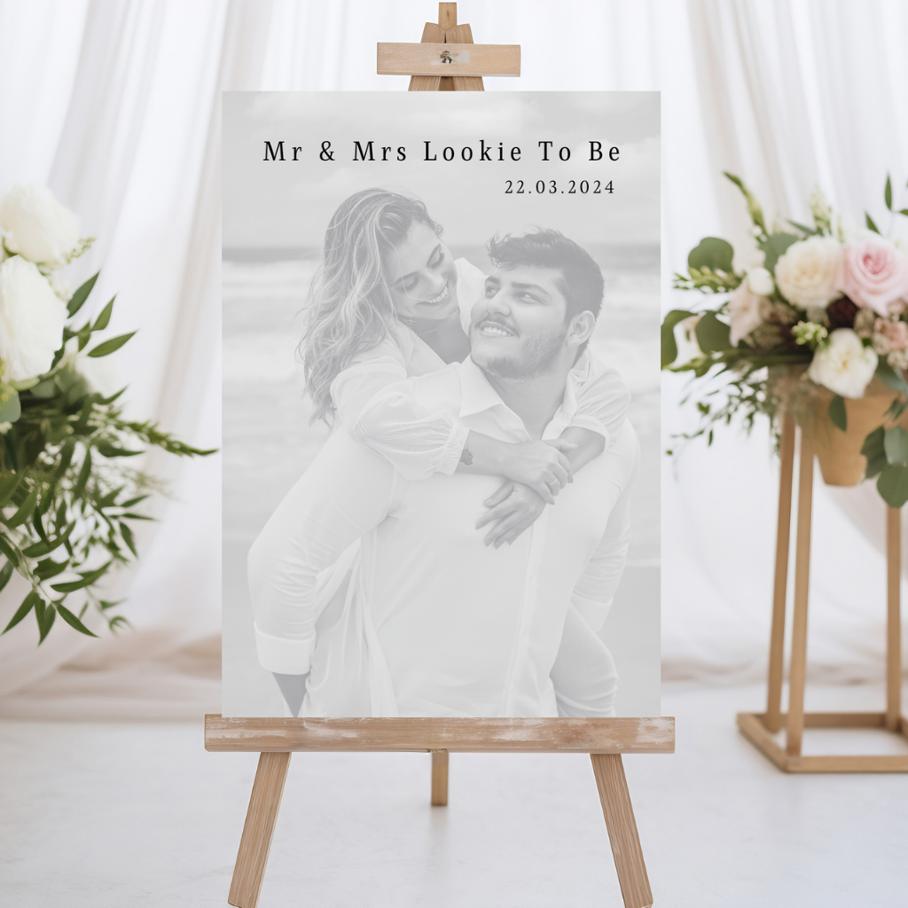 Wedding Day/Engagement Black & White Photo Welcome Entrance Board Sign | Personalised Wedding Engagement Event Board Sign | A4, A3, A2