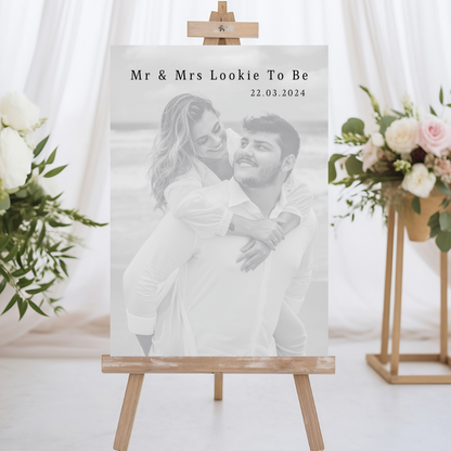 Wedding Day/Engagement Black & White Photo Welcome Entrance Board Sign | Personalised Wedding Engagement Event Board Sign | A4, A3, A2