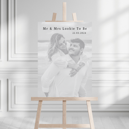Wedding Day/Engagement Black & White Photo Welcome Entrance Board Sign | Personalised Wedding Engagement Event Board Sign | A4, A3, A2